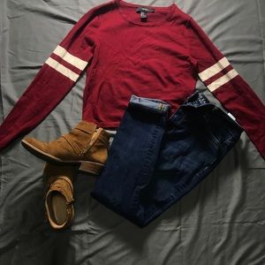 Varsity-Style Cropped Sweater